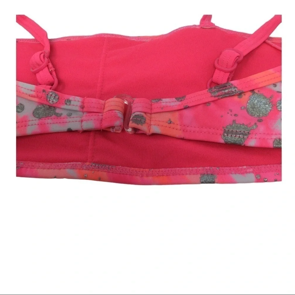 #025 Justice ruffle‎ pink& silver sparkly bikini Swimsuit